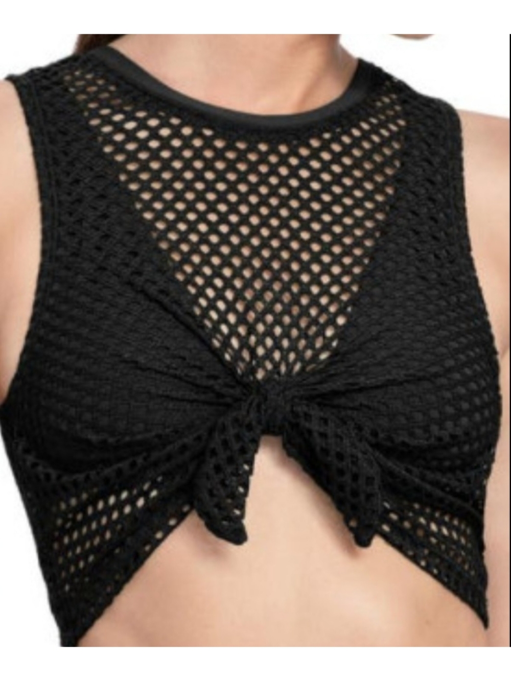 Robin Piccone Black Bo Mesh Tank Bikini Top M